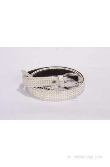 Victoria Secret Women Casual White Genuine Leather Belt(White, silver)